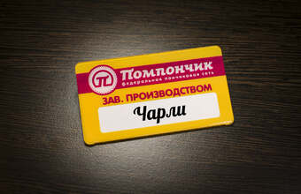 пластиковый бейдж с логотипом и окном